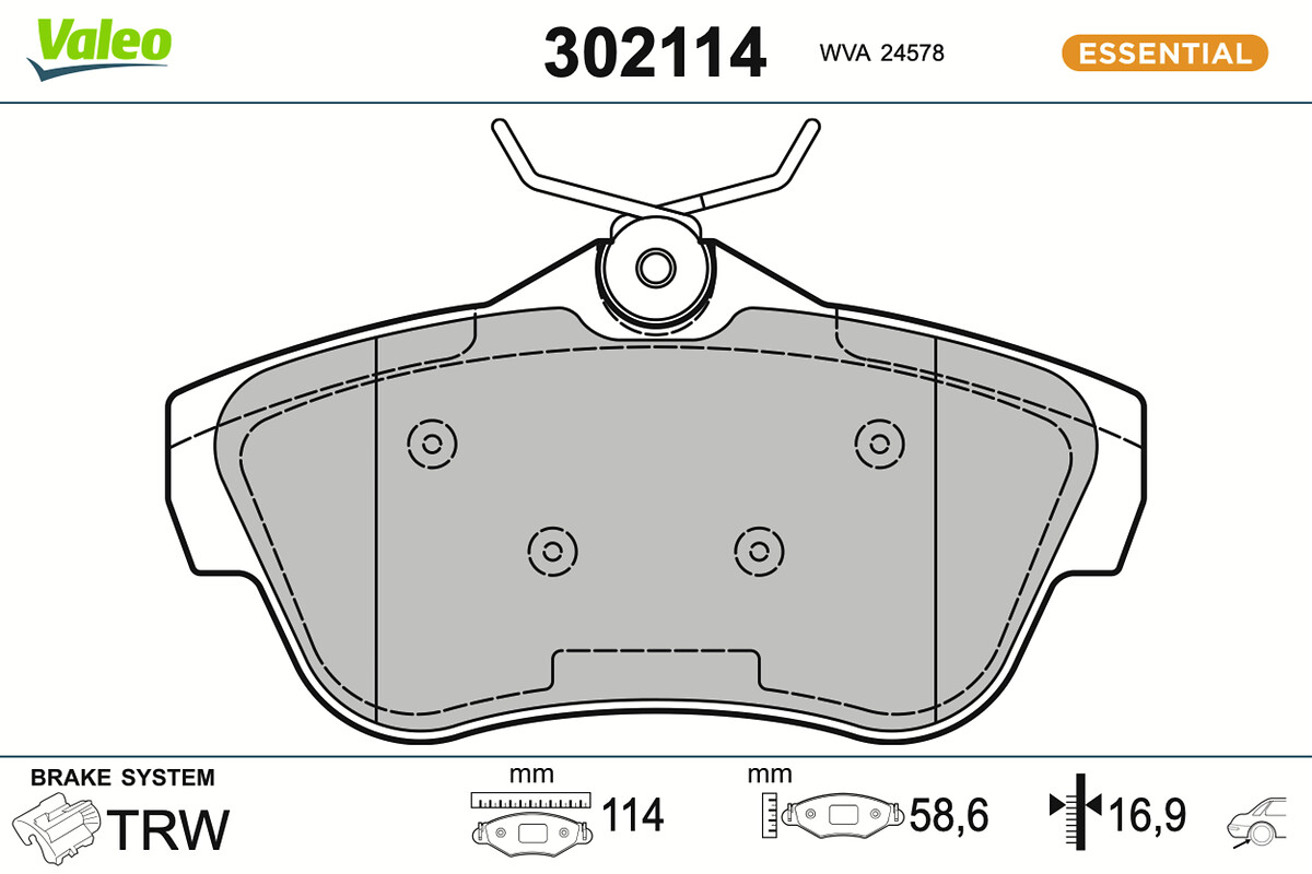 Jeu de 4 plaquettes de frein VALEO ref. 302114